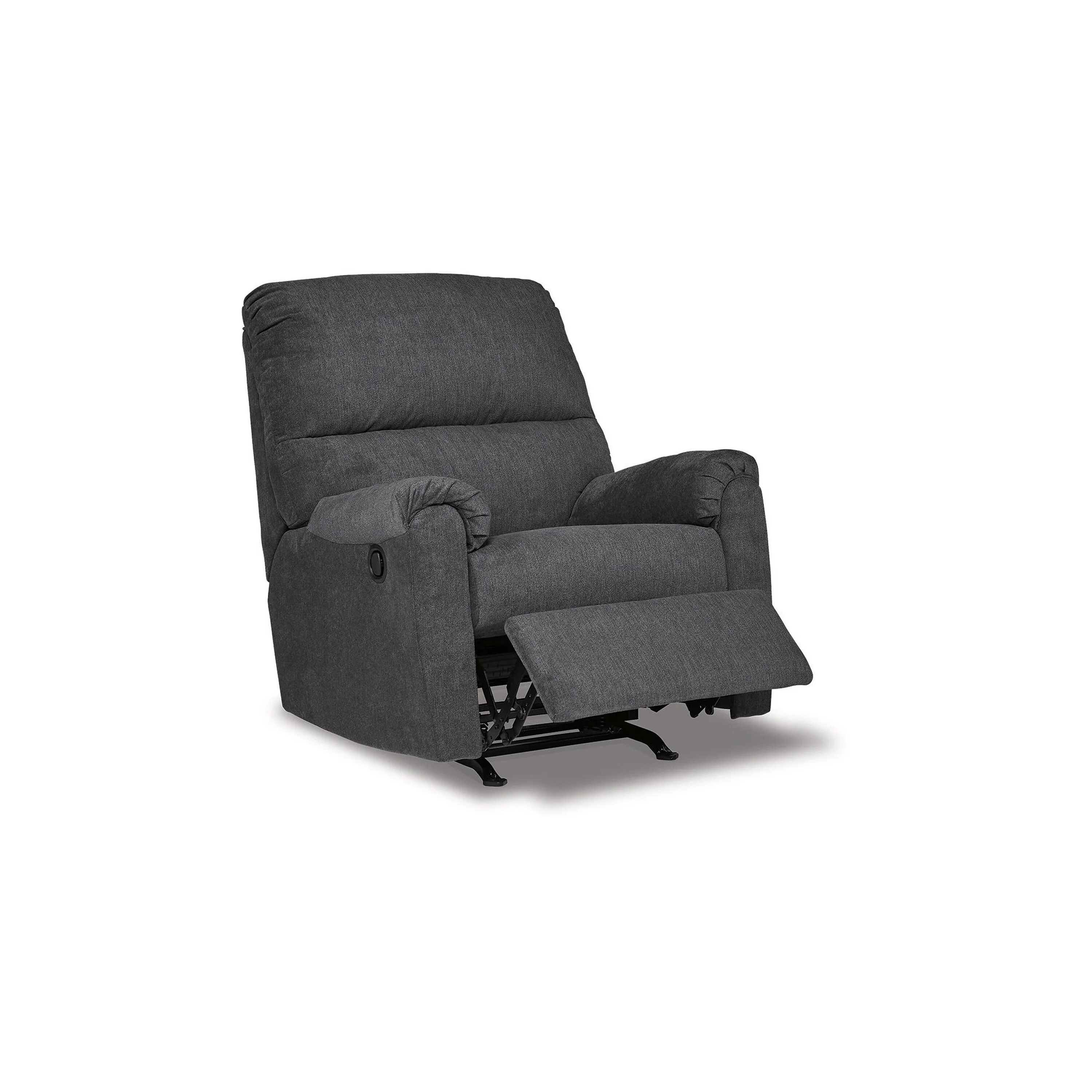 Avel Manual Rocker Recliner Chair, Dark Gray Polyester, Metal Frame