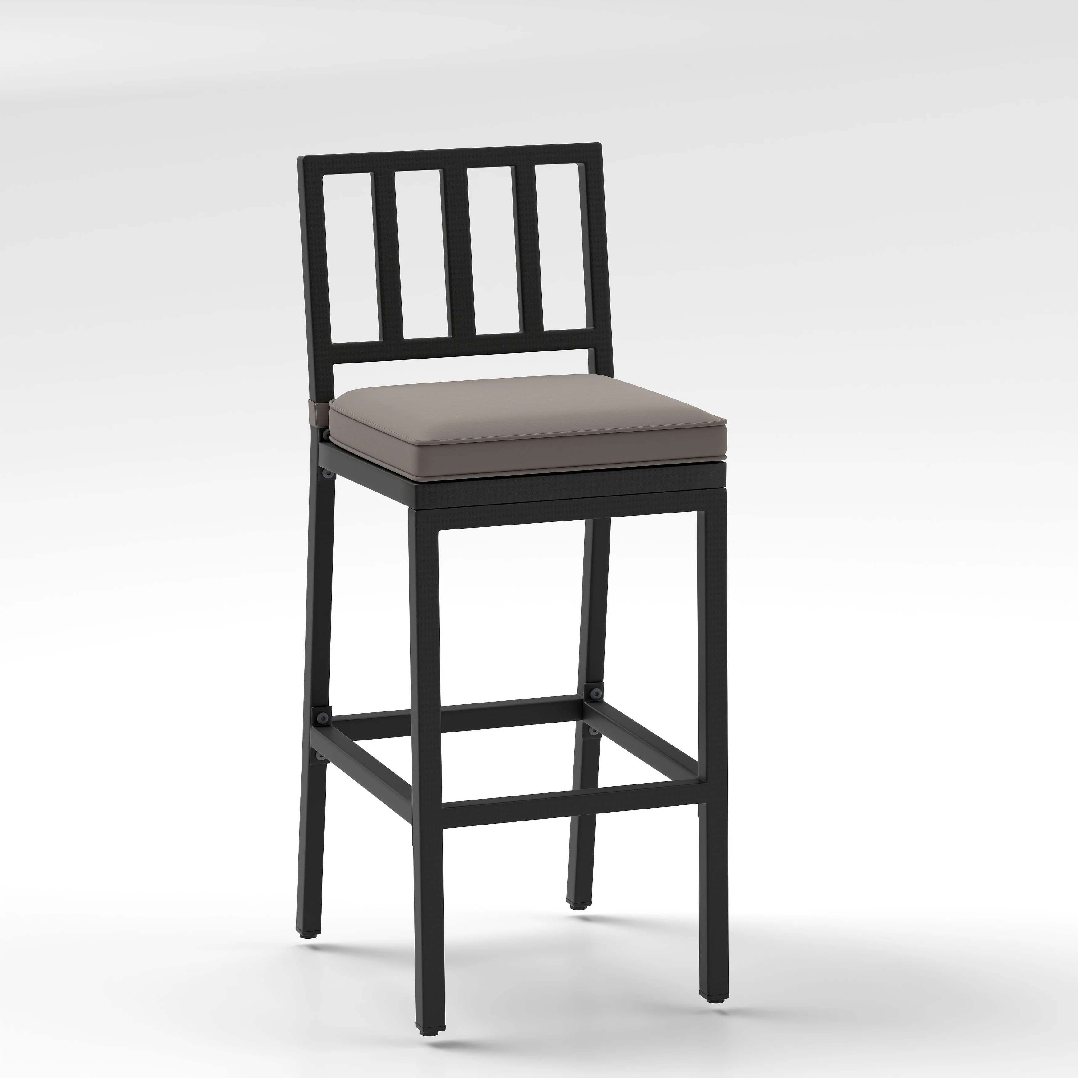 Outdoor Cushioned Bar Chairs Patio Dining Chairs with Vertical Stripe Set of 2