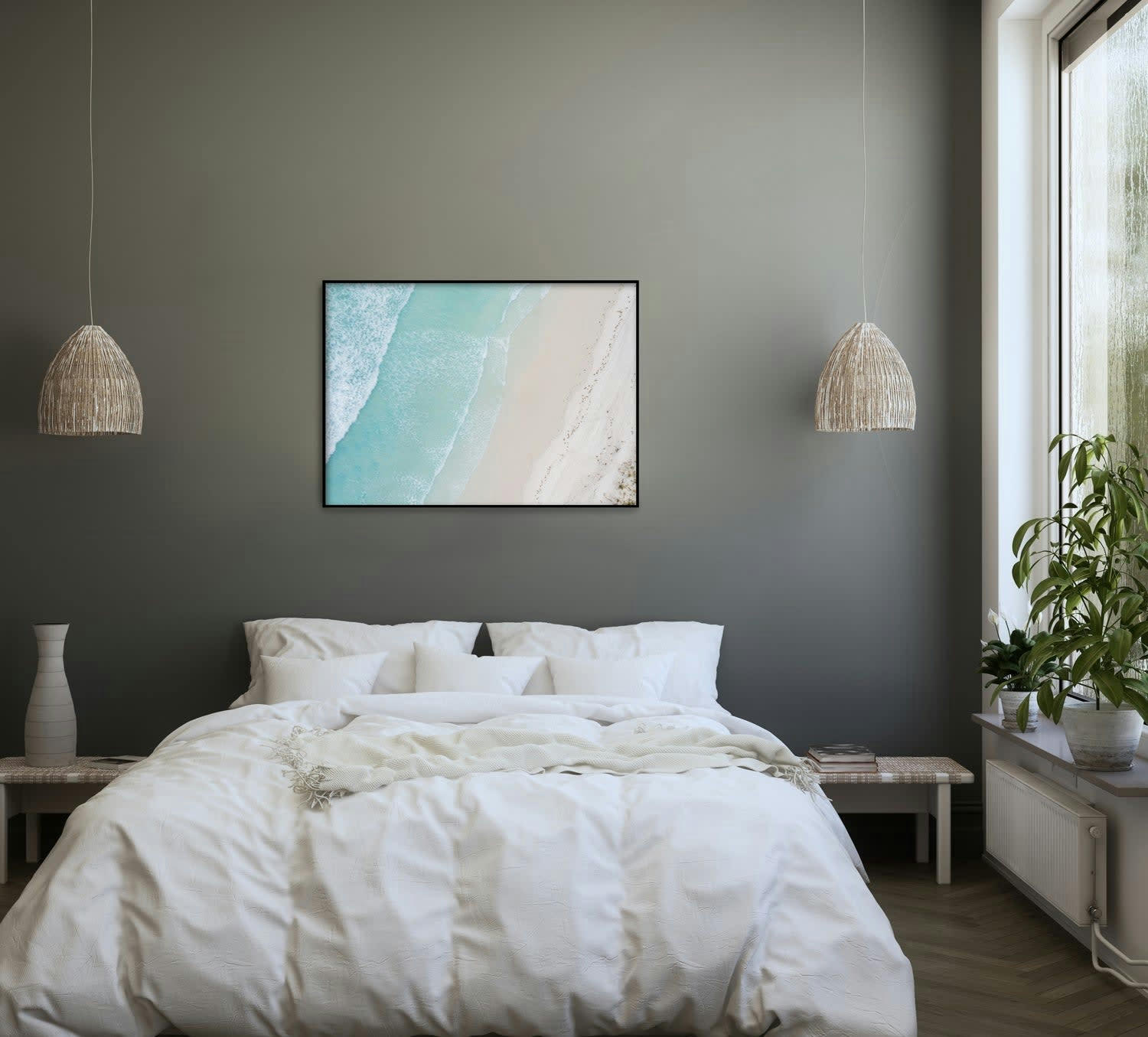 MAR - Affiche avec cadre noir - Mer turquoise - 30x40