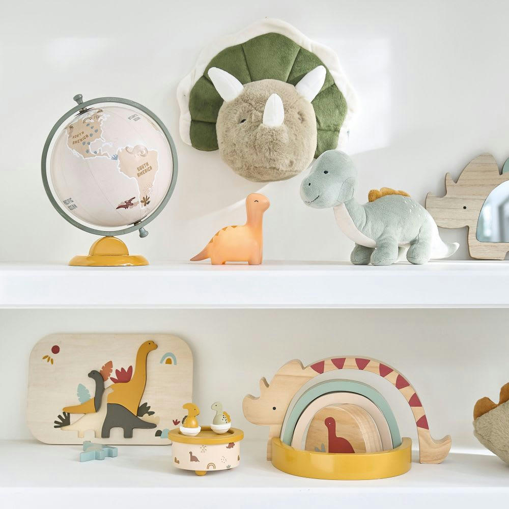 LEO - Peluche dinosaure vert kaki et marron