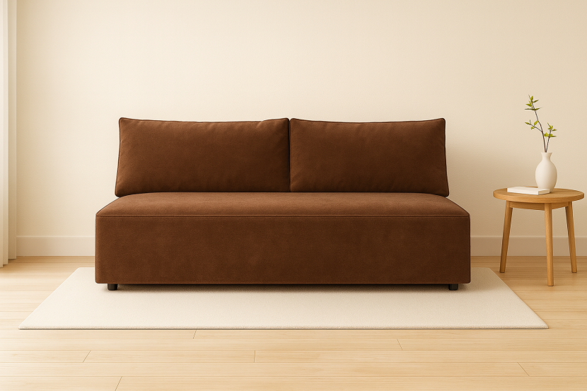 Sofa DUO z funkcją spania i pojemnikiem, tkanina Salvador, Ciemnobrązowy
