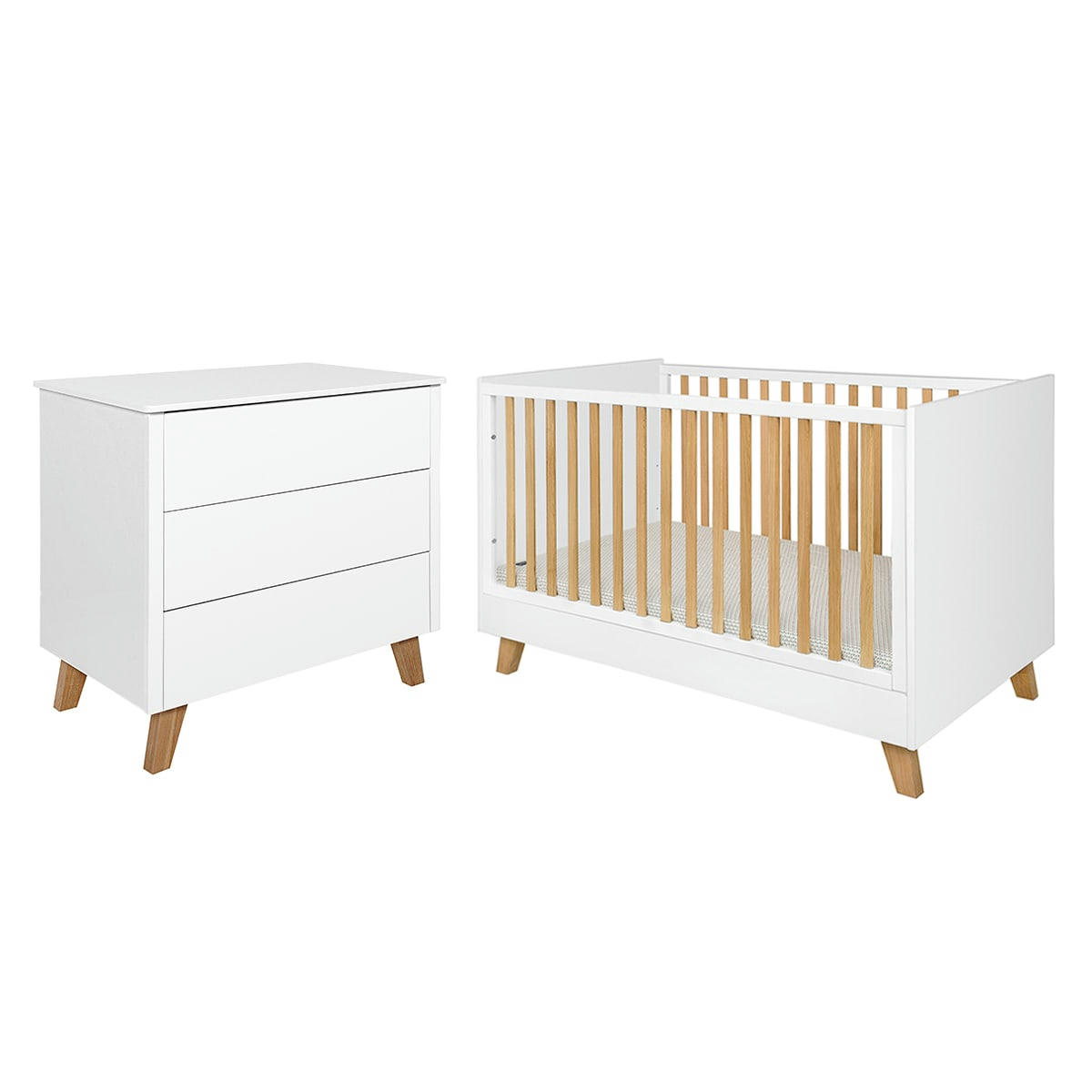 DUO - ZARA - Lit évolutif 70x140 commode 3 tiroirs blanc