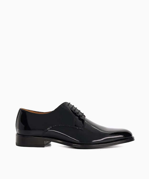Salisbury Black - Wide Fit Premium Patent Leather Derby Shoes