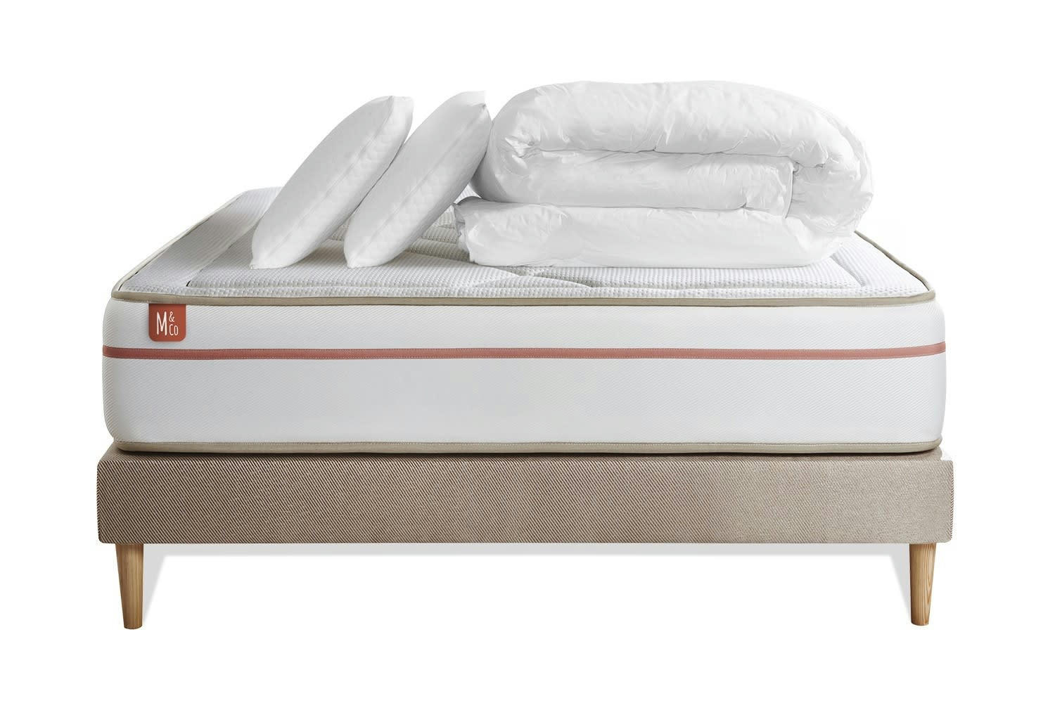 LE PAISIBLE - Pack matelas sommier kit 160x200 oreiller couette