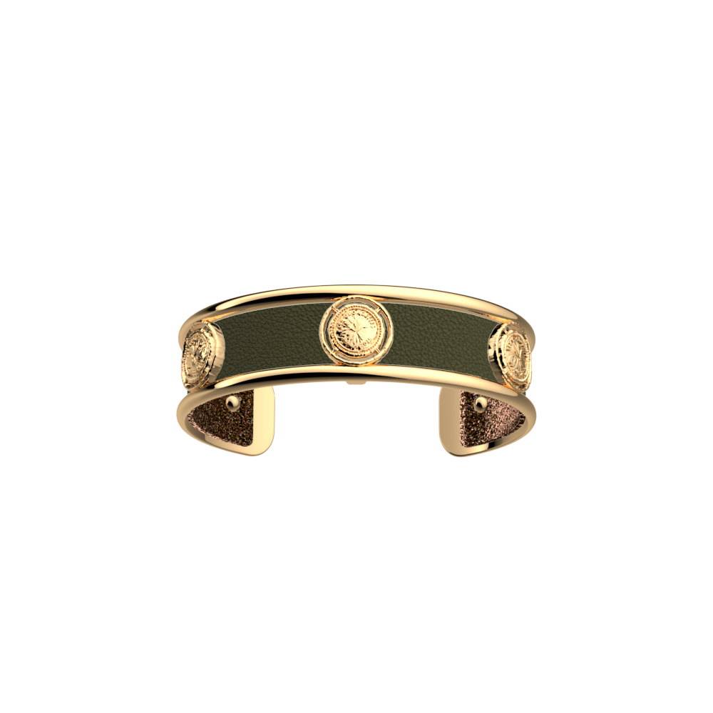 Manchette Pépite, cuir réversible Bronze Paillettes / Vert de Gris