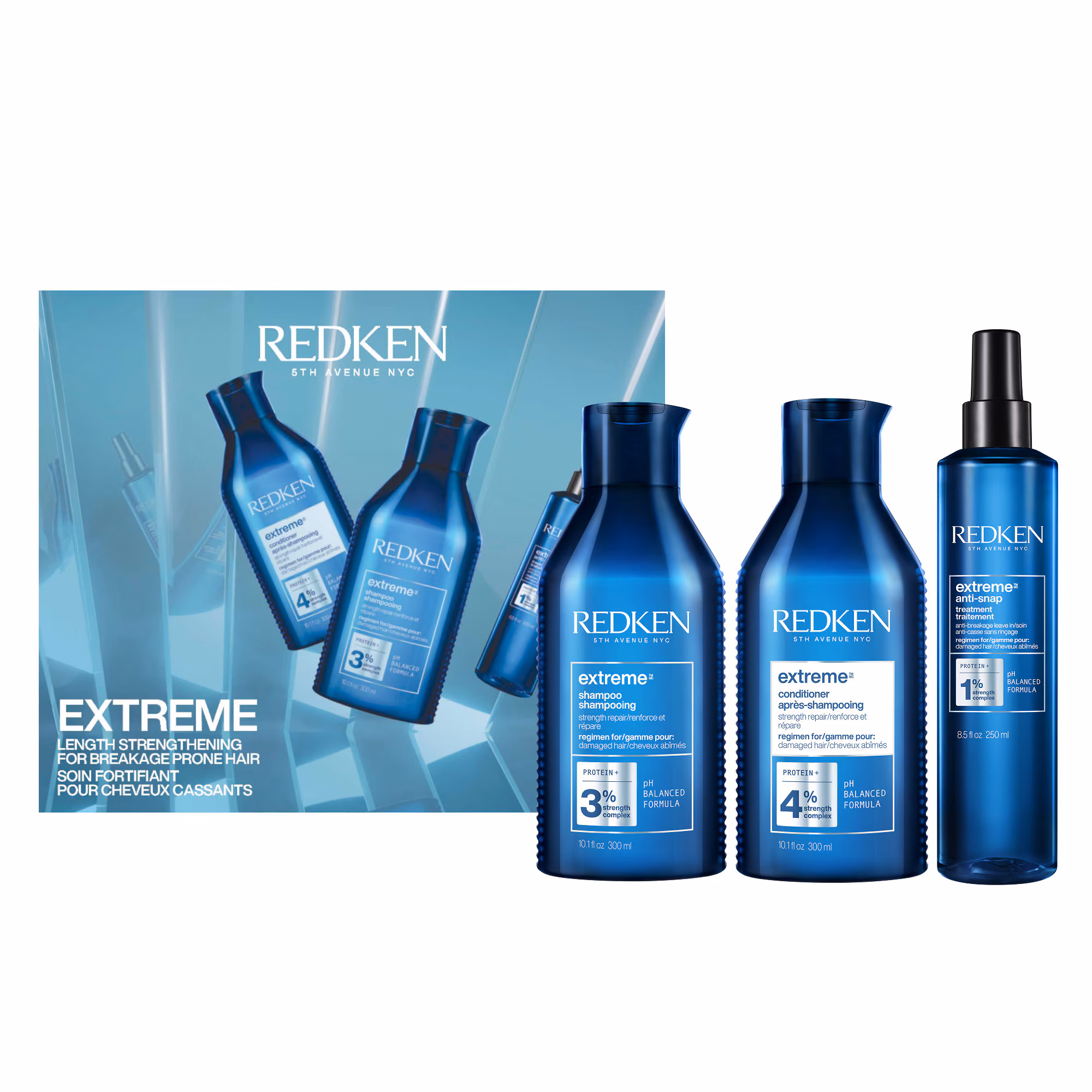 EXTREMECoffret - shampoing + après-shampoing + soin sans rinçage extrême