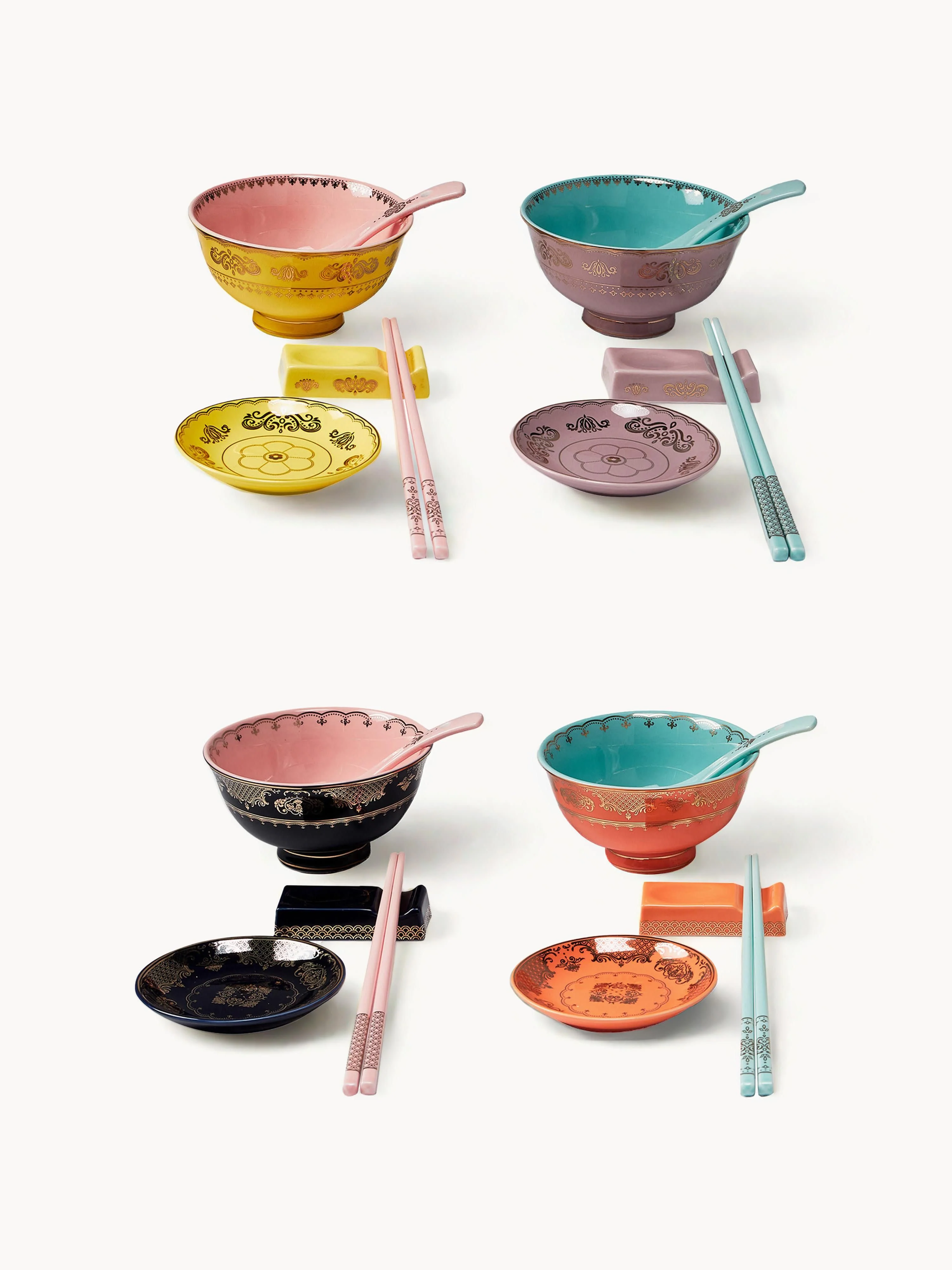 Handgefertigtes Geschirr-Set Asian, 4 Personen, 20er-Set