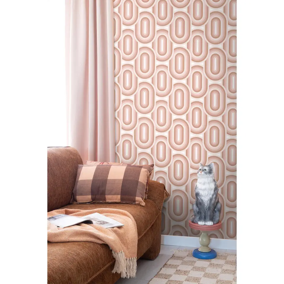 ESTAhome behang retro ornamenten zacht roze - 53 cm x 10.05 m