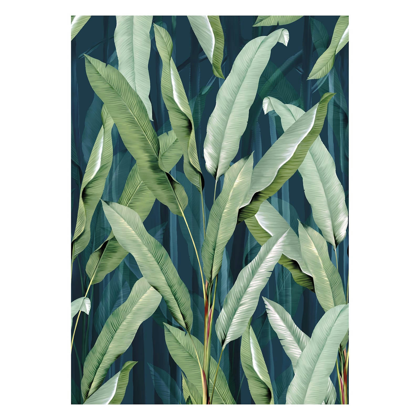 - Papier peint panoramique feuilles été vert bleu 280x200cm