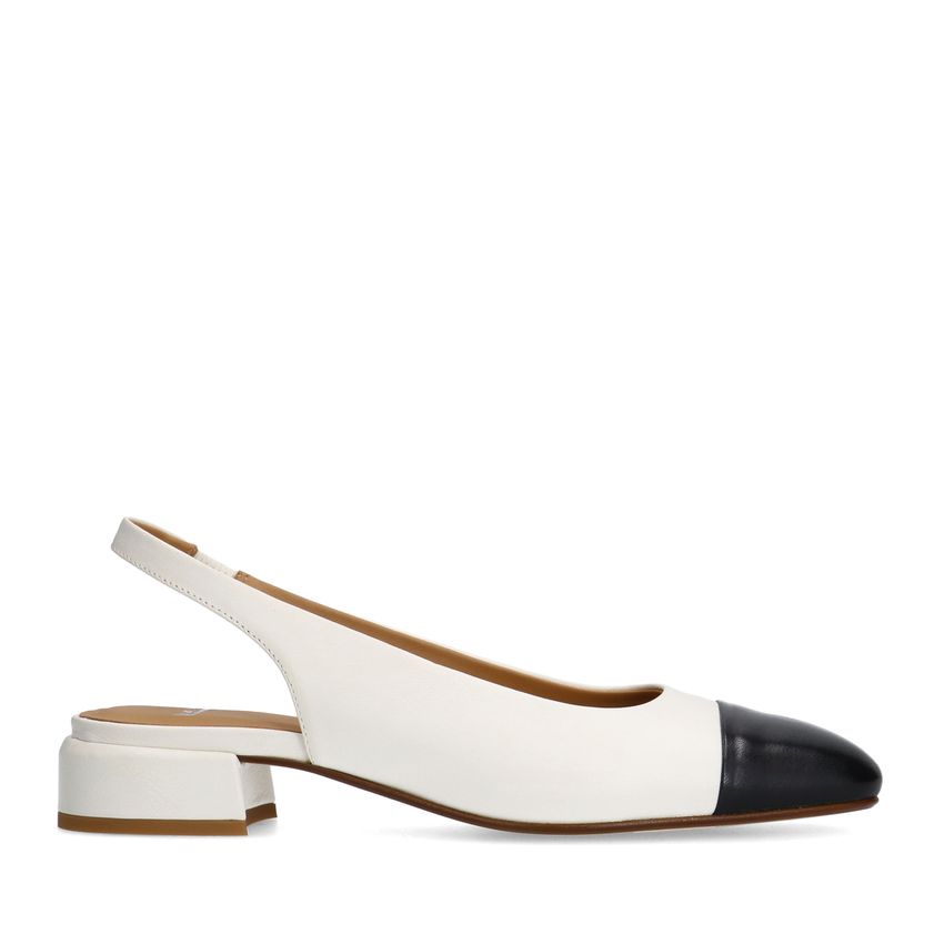 Manfield Witte leren slingbacks