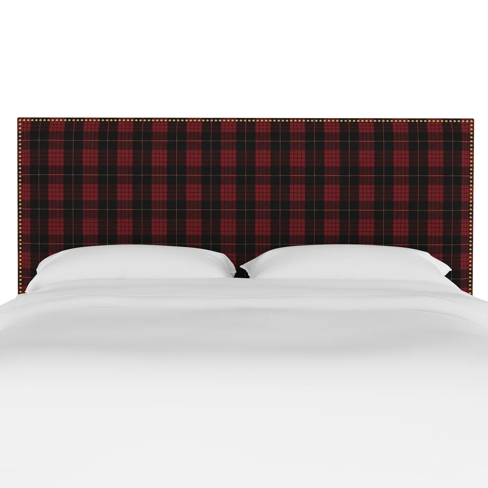 Skyline Furniture Nail Button Border Headboard in McBeaujolais
