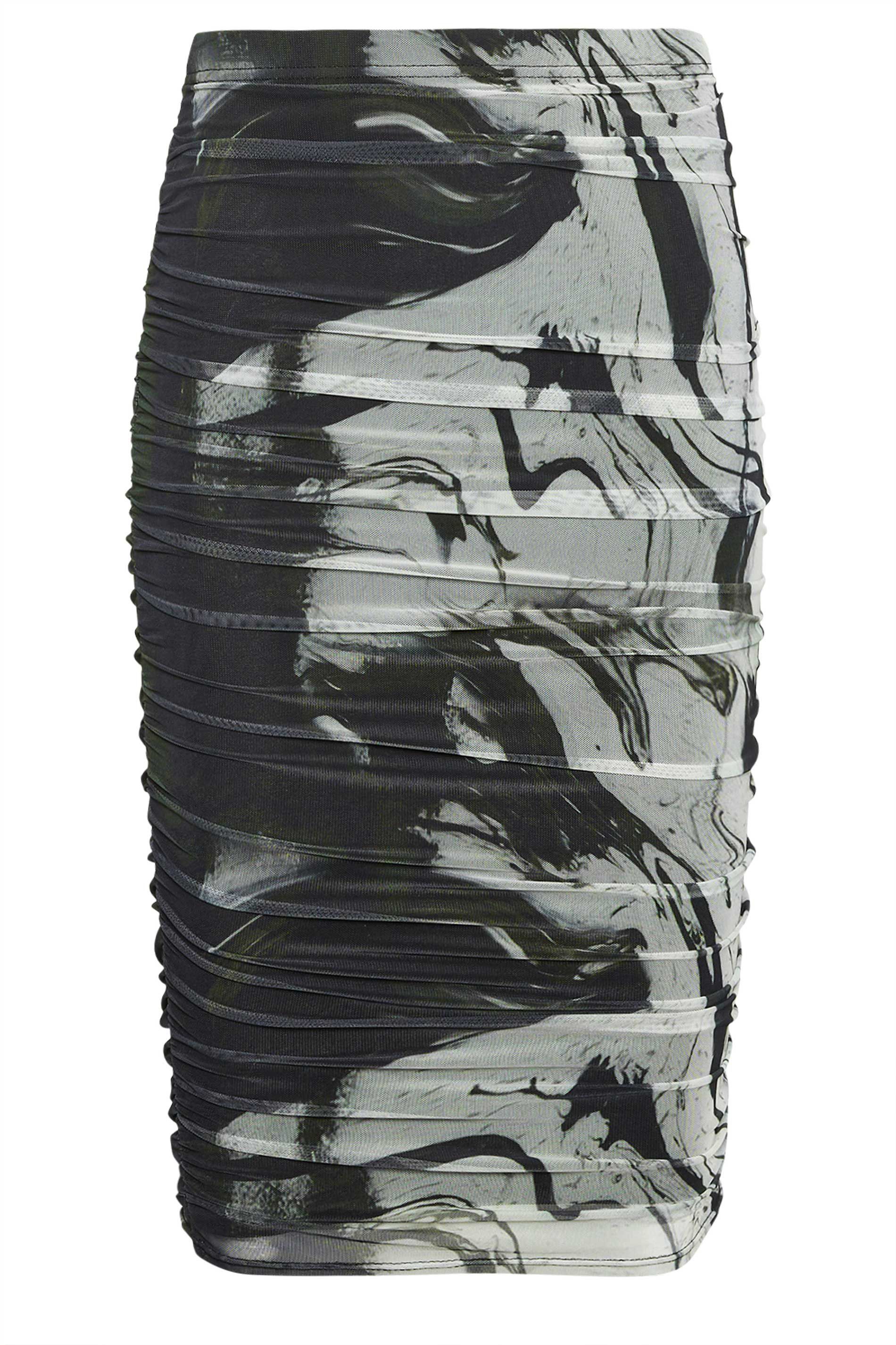 PixieGirl Petite Abstract Print Ruched Mesh Skirt