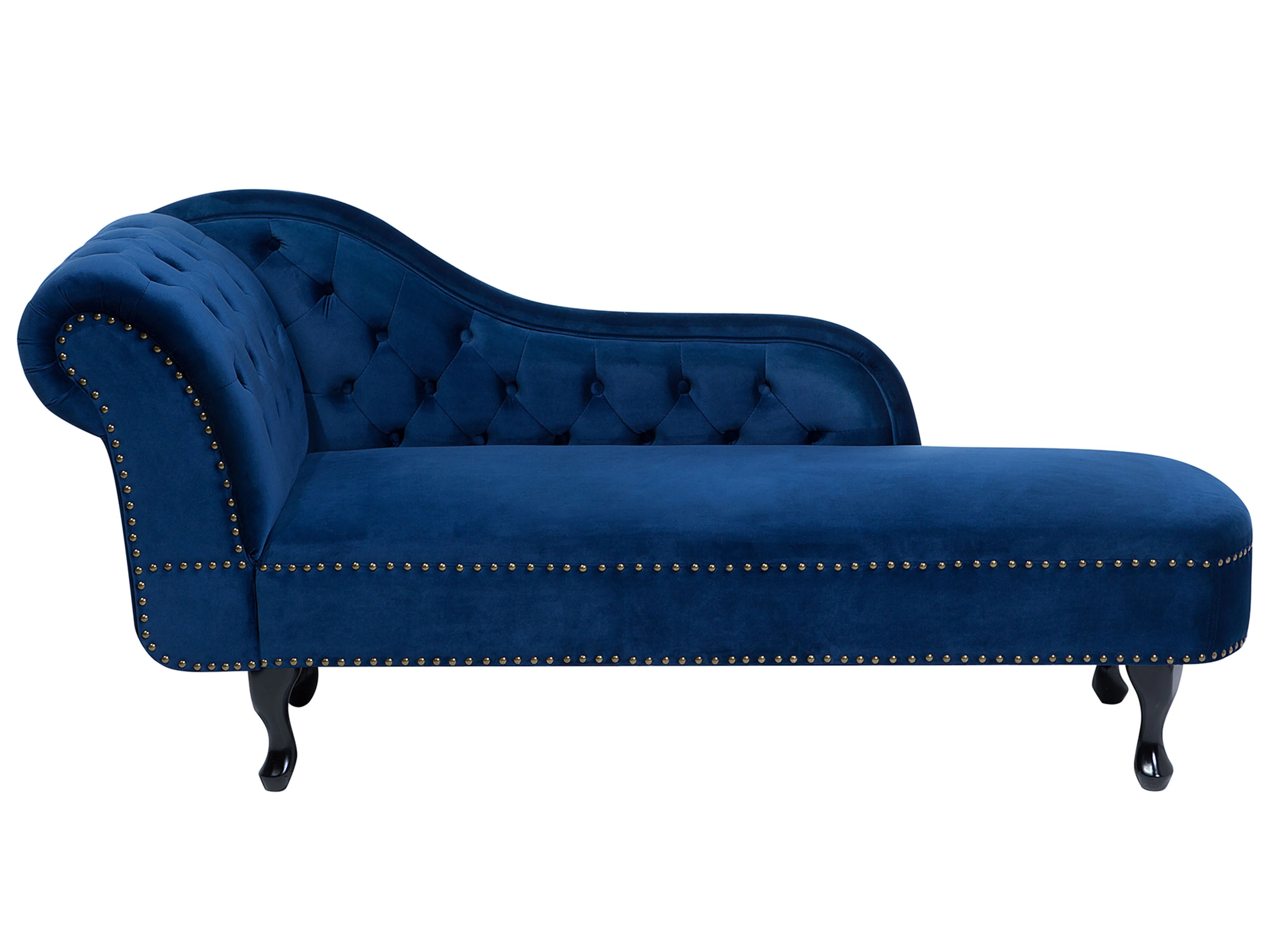 Left-Hand Chaise Longue NIMES Velvet Navy Blue