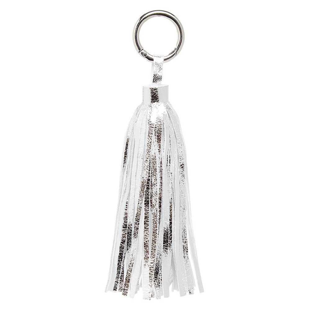 Porte-clé pompon uni forme embrase argenté ou doré
