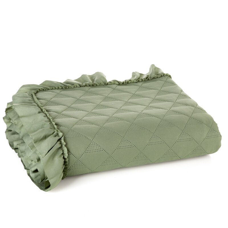 Narzuta Vanesa 170x210 zielona jasna z falbanką