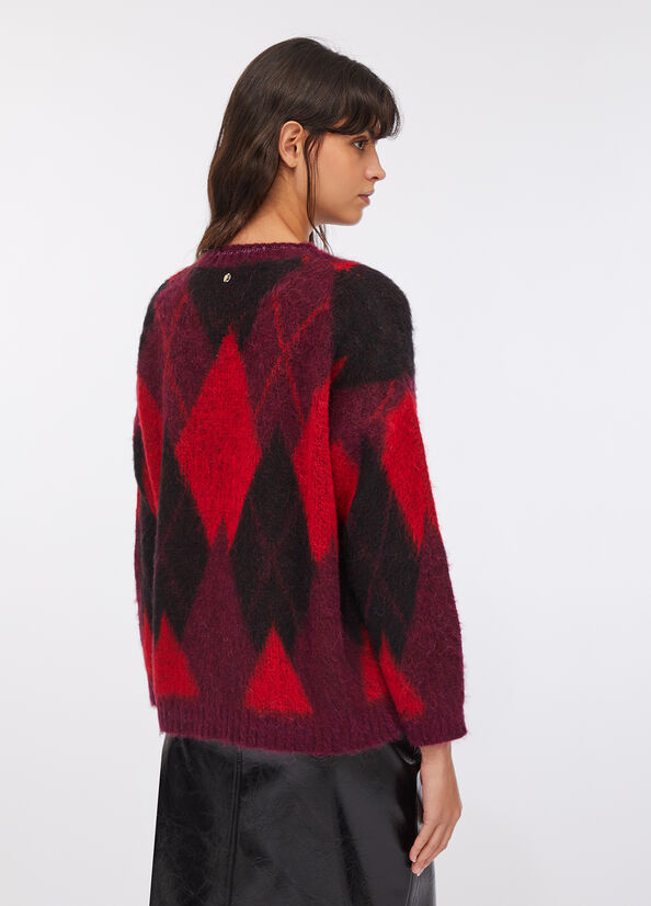 Maglia a losanghe in lana e alpaca