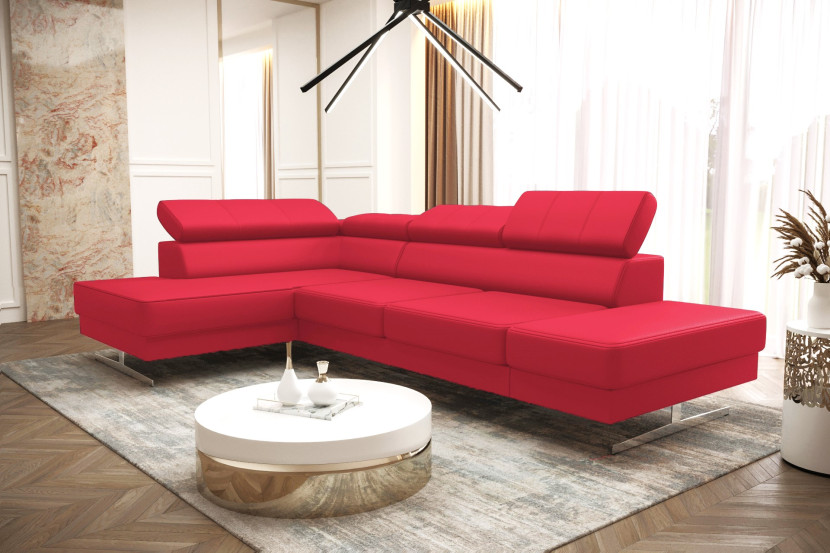 Narożnik Skórzany Emporio Mini czerwony Elegancki
