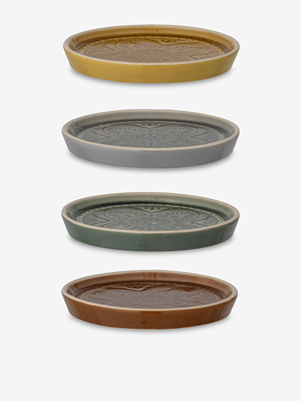 4 petites assiettes rani gres - blooming... multicolore