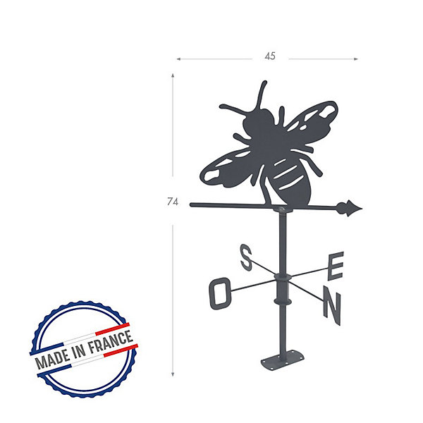 Louis Moulin Girouette Abeille - 45x74 cm - anthracite