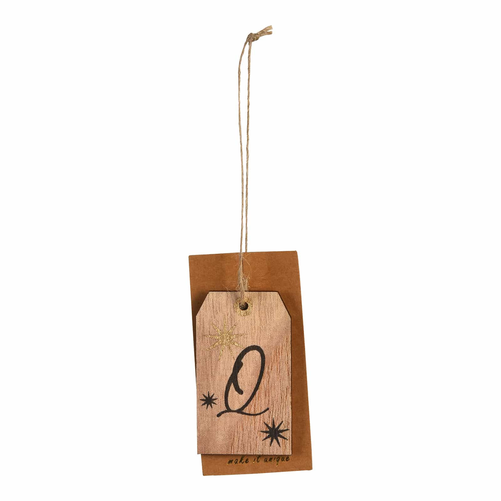 Geschenkanhänger Q Braun,L 60 x B 35 mm
