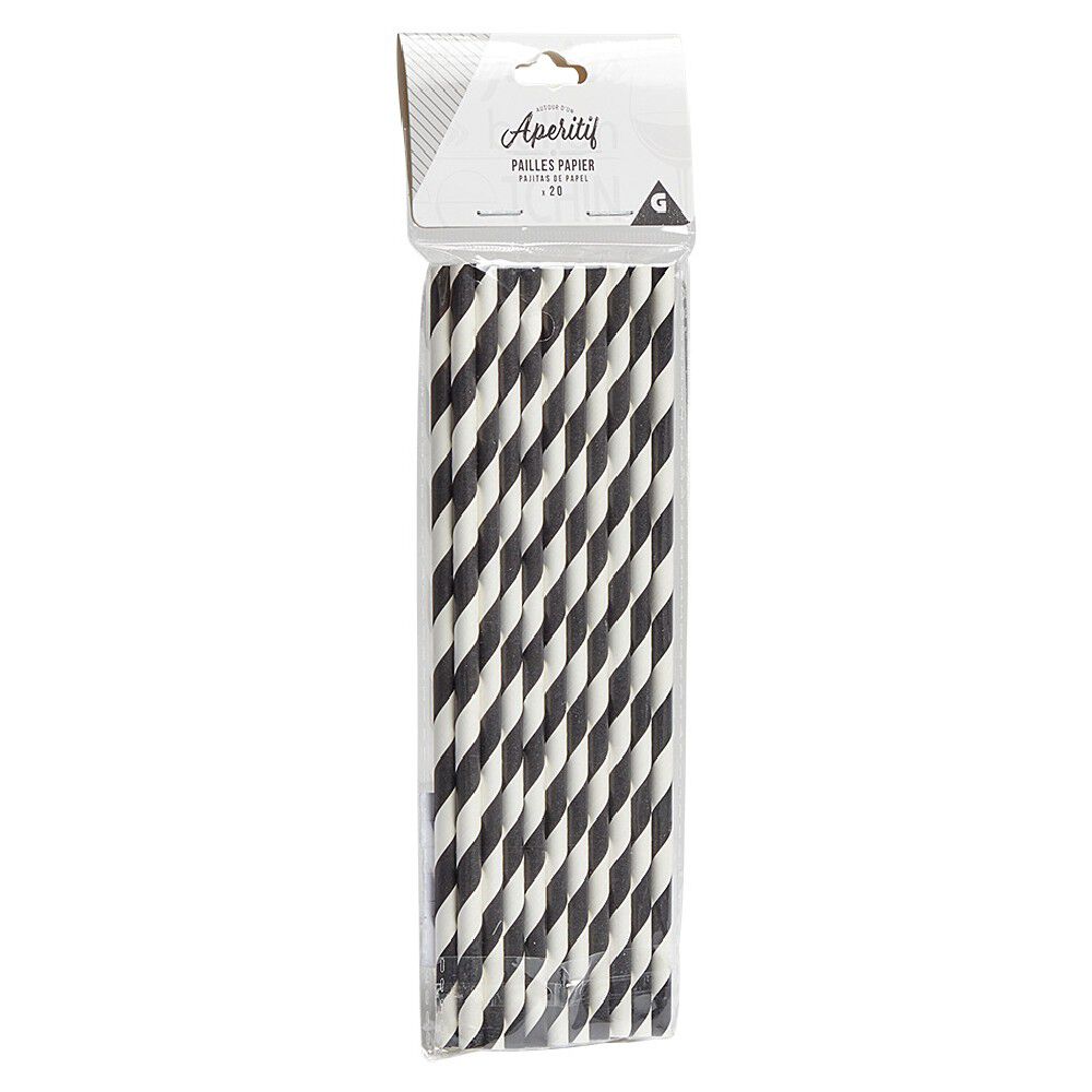 Pailles en papier x20 motif chevron