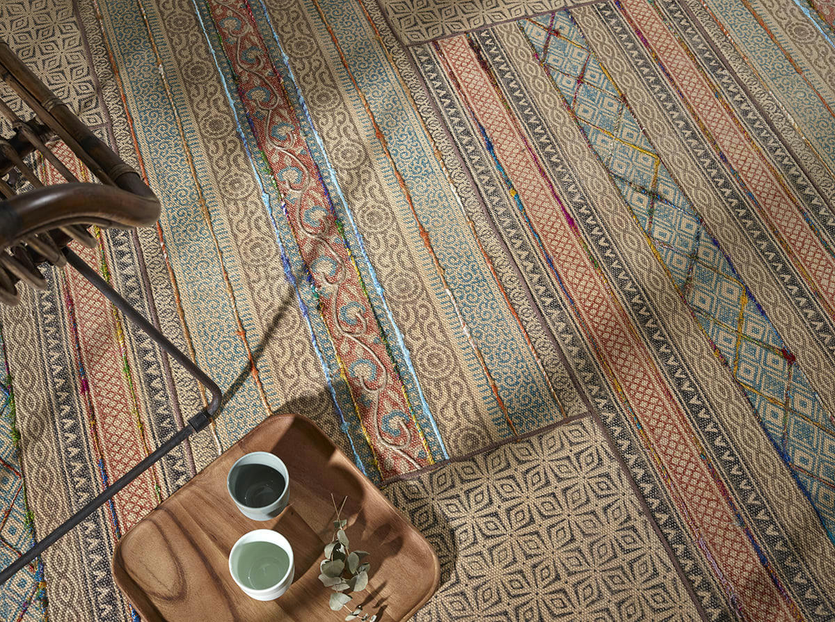 COLOURFUL - Tapis rectangulaire en coton multicolore