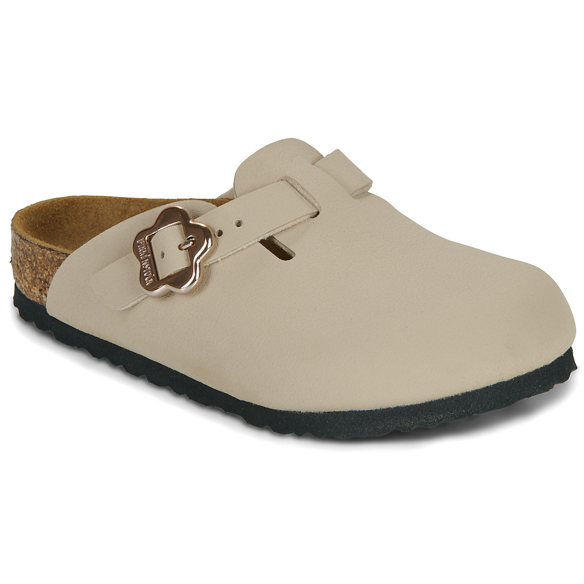 BIRKENSTOCK - Boston Kids Flower Buckle - White / Beige