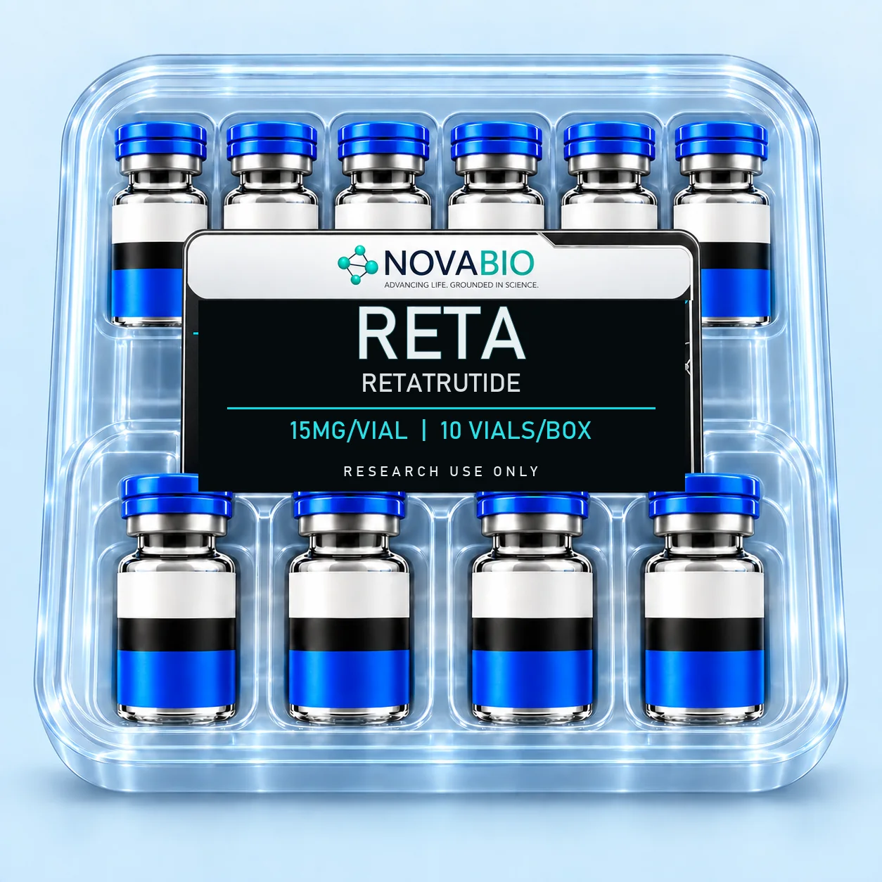 NOVABIO Retatrutide (Reta) 15MG per vial, 10 VIALS research product