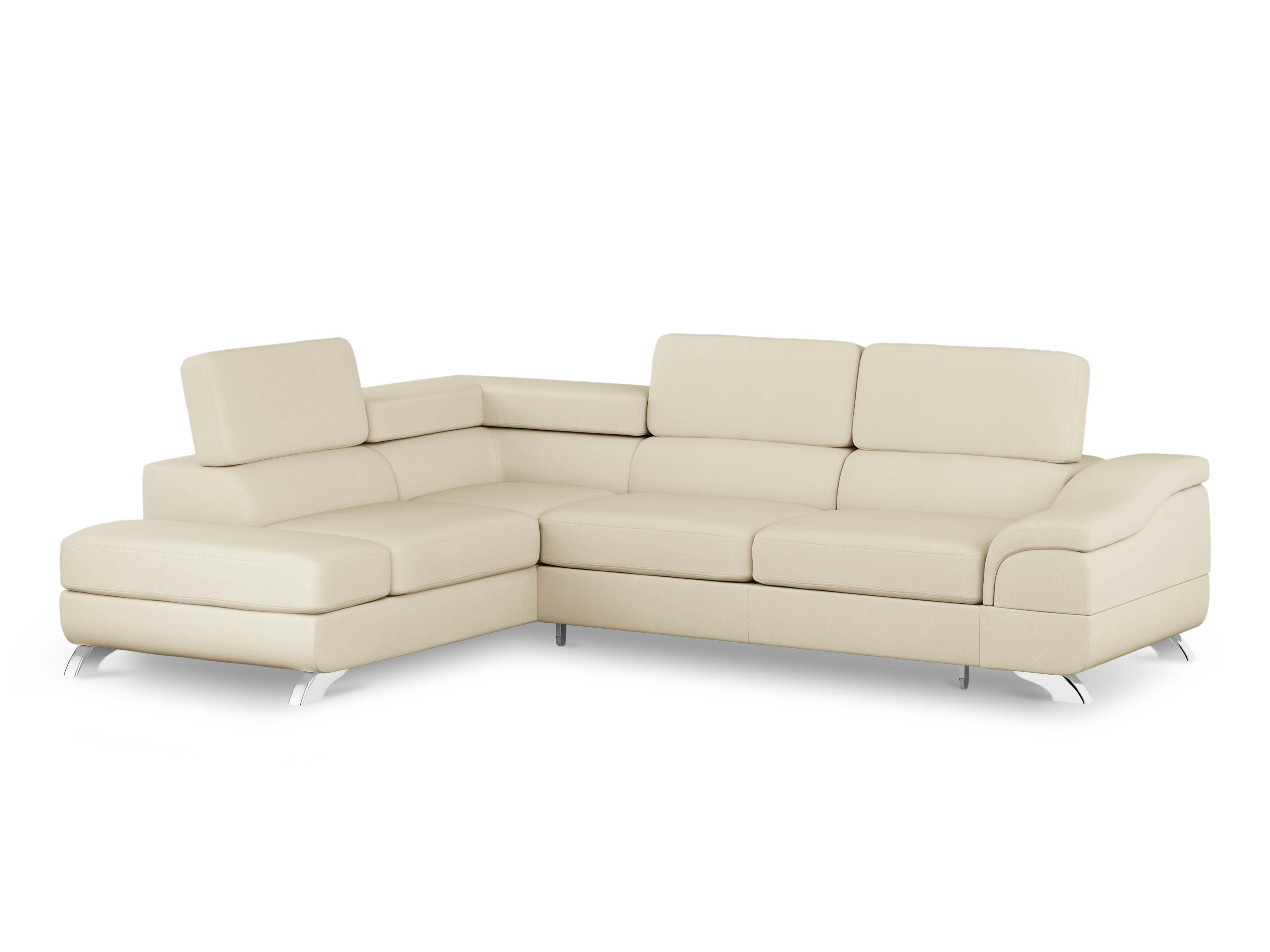 ONYX - Canapé d'angle 5 places en imitation cuir beige