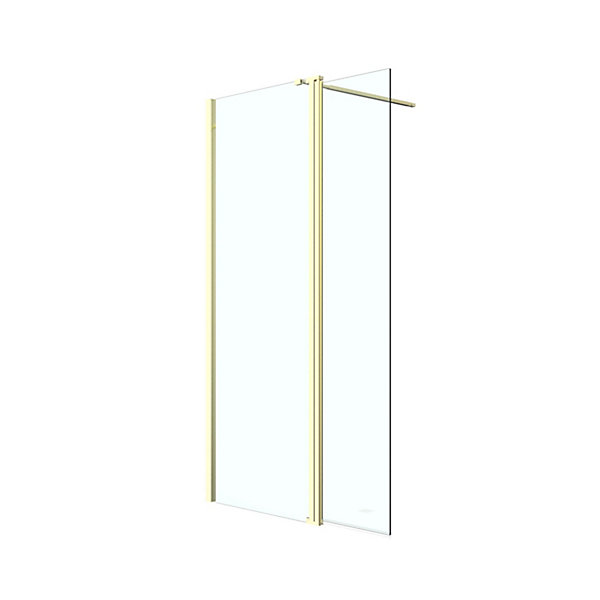 Paroi de douche à l'italienne   volet pivotant l.80 45 x 195 cm, profilés alu finition doré brossé, GoodHome Ledava