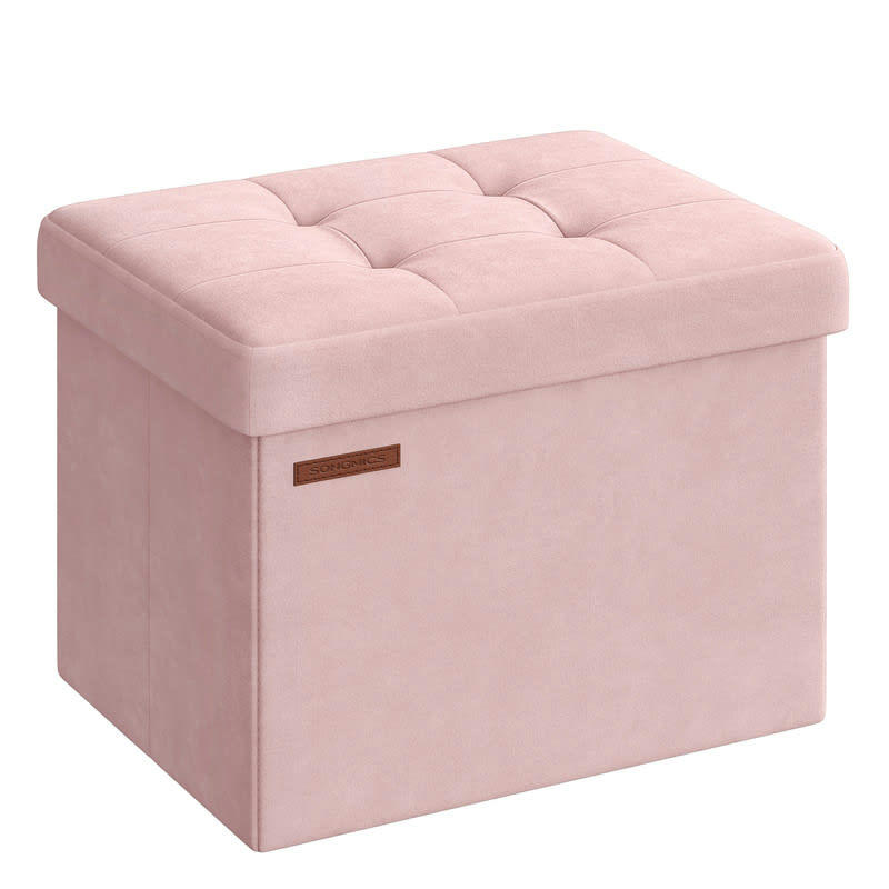 - Banc de rangement mdf 31 x 41 x 31 cm velours rose bonbon
