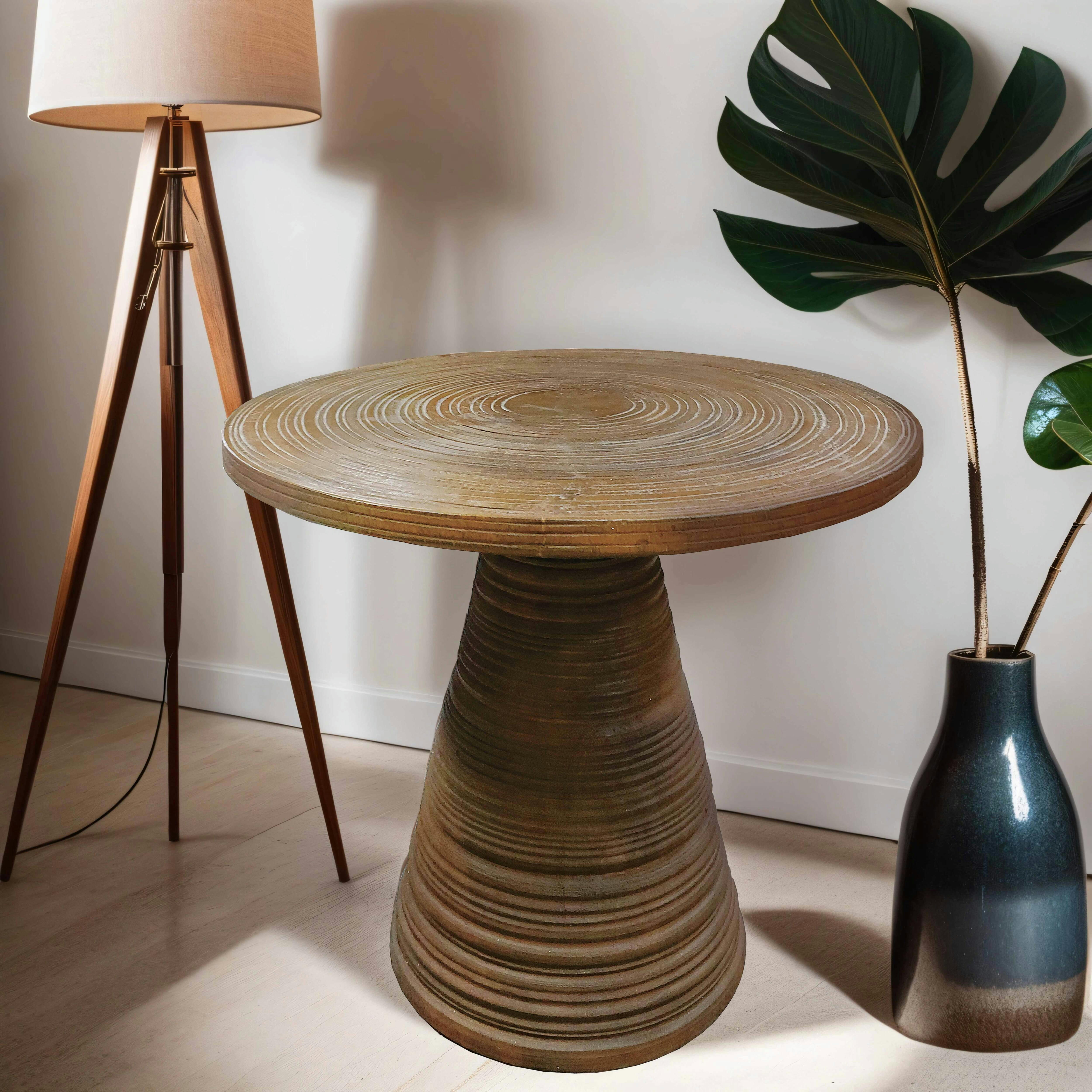 SENJI - Table basse sculpté en bois de suar massif