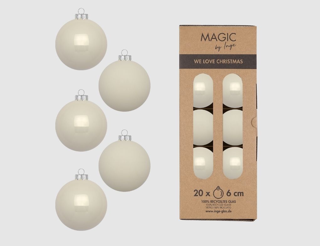 Weihnachtskugeln Creme Almond Glas Ø6cm