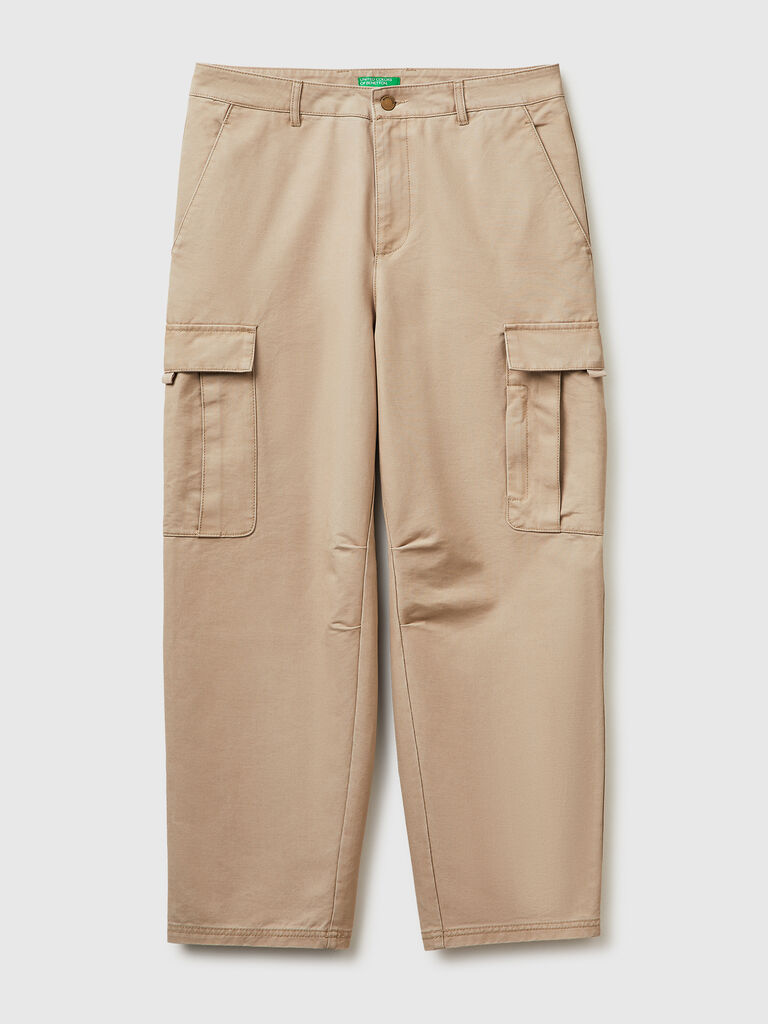 Faded cotton cargo trousers