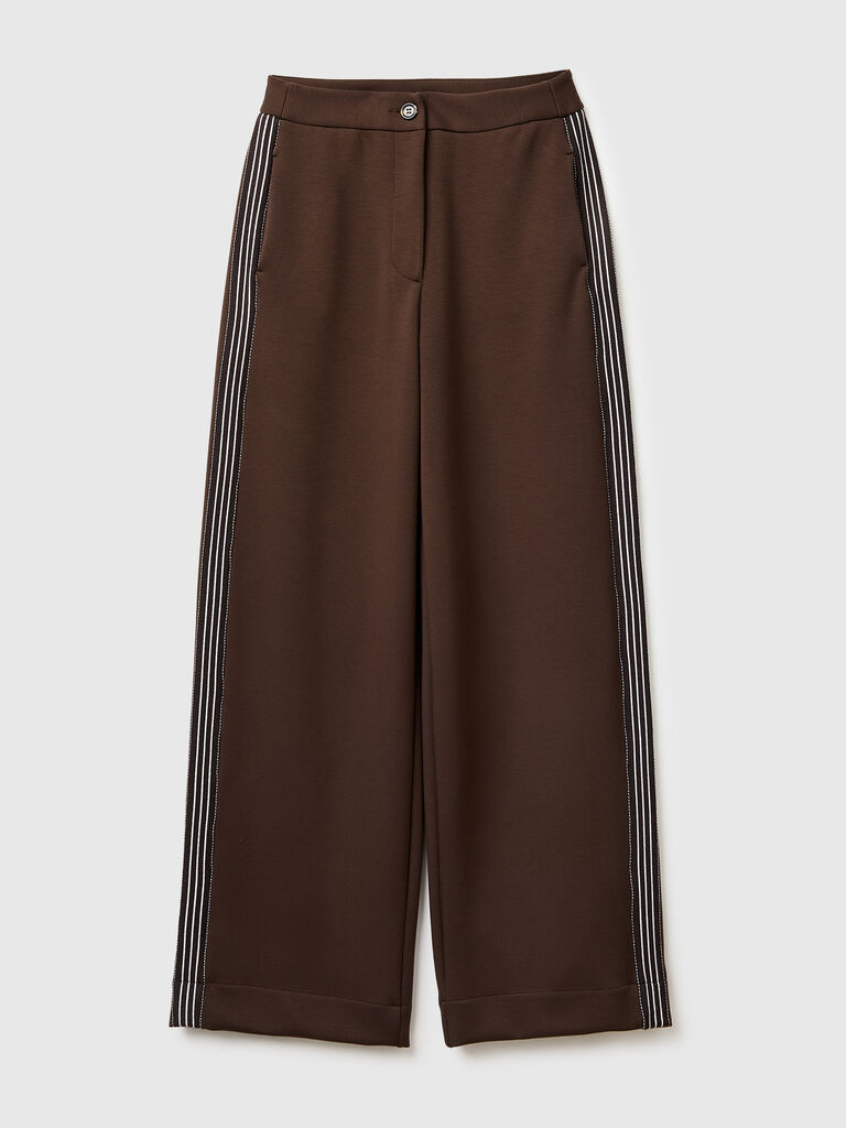 Wide trousers with side stripes