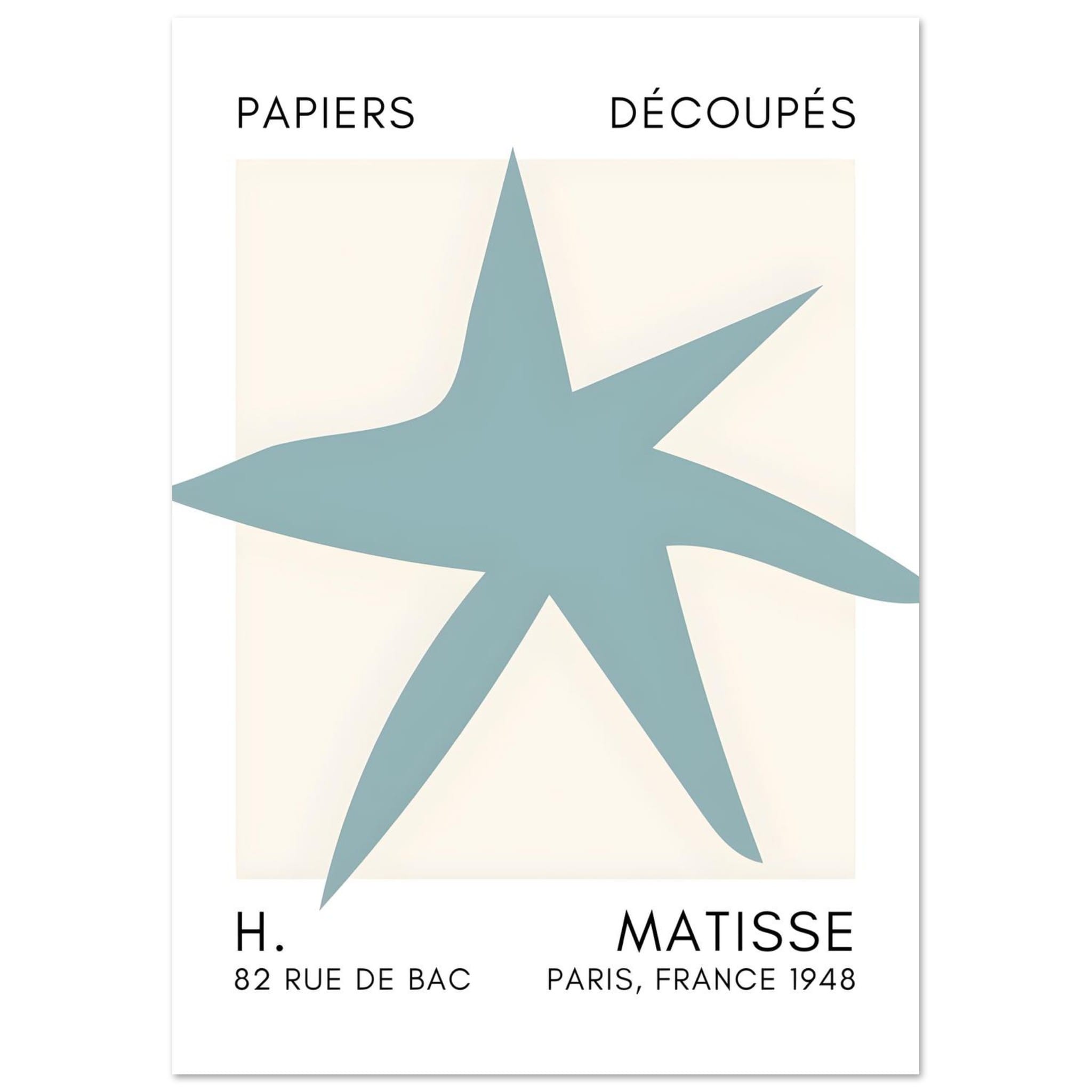Artfulprints Poster Matisse – Star of the sea turquoise  - A4 21x29.7 cm - Turquoise