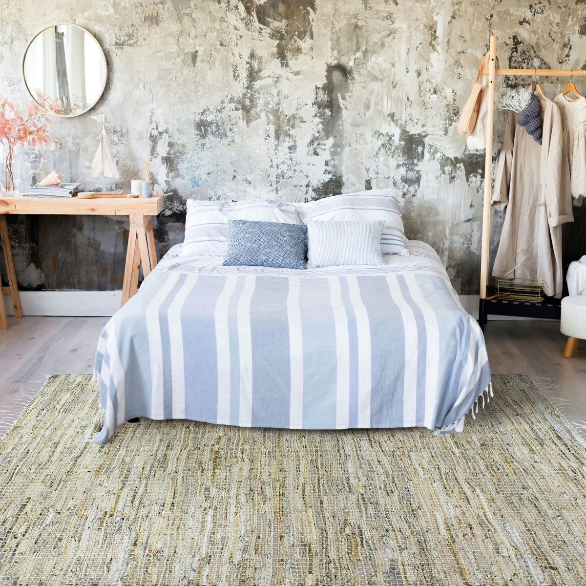 SABLE - Tapis artisanal cuir et jute 190x290