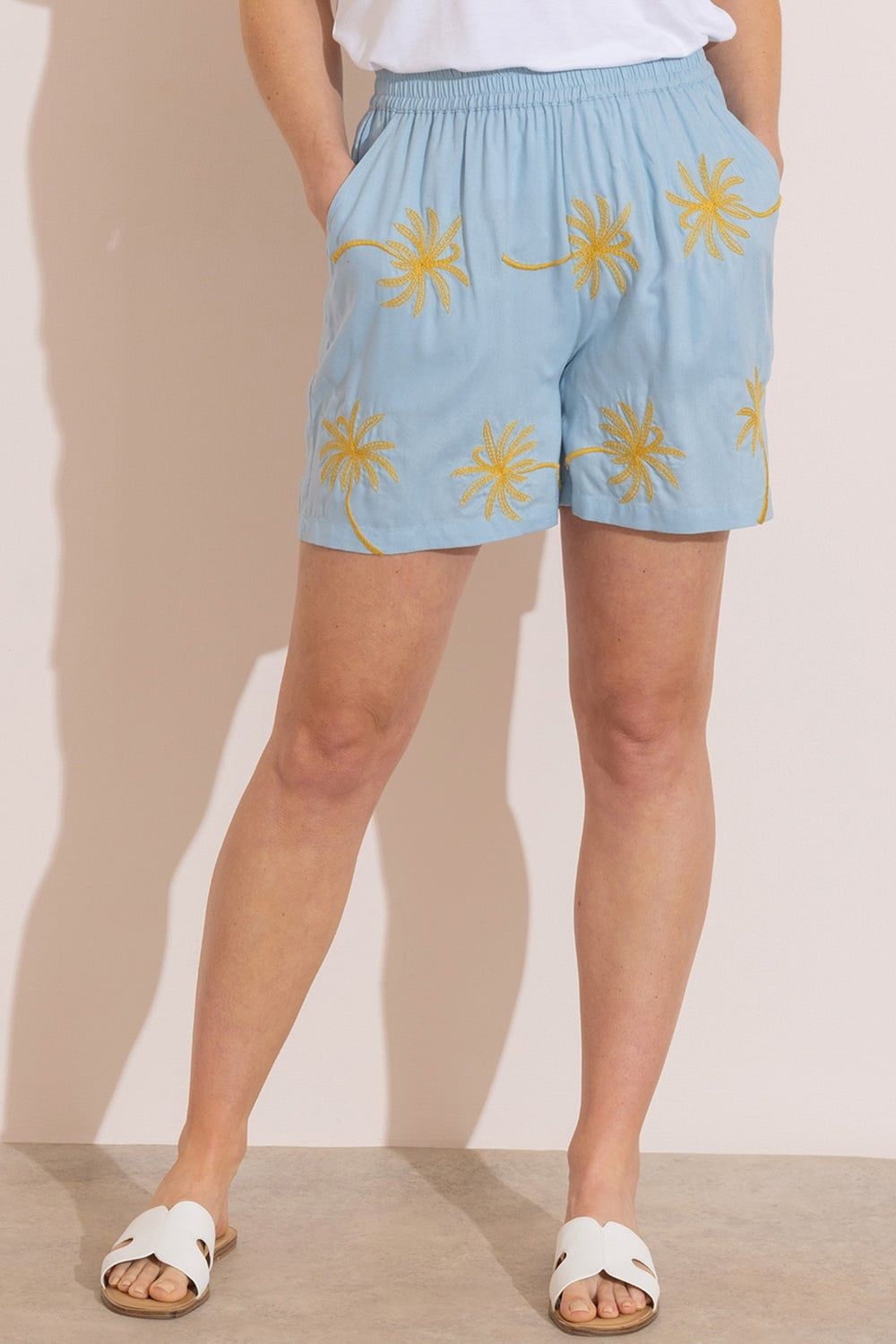 Klass. Palm Tree Embroidered Shorts