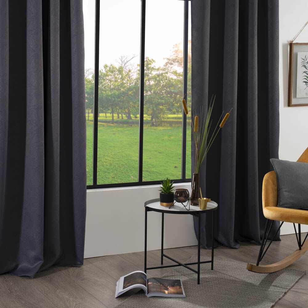 Cortina FEUIL opaca cinza escura 140x260cm