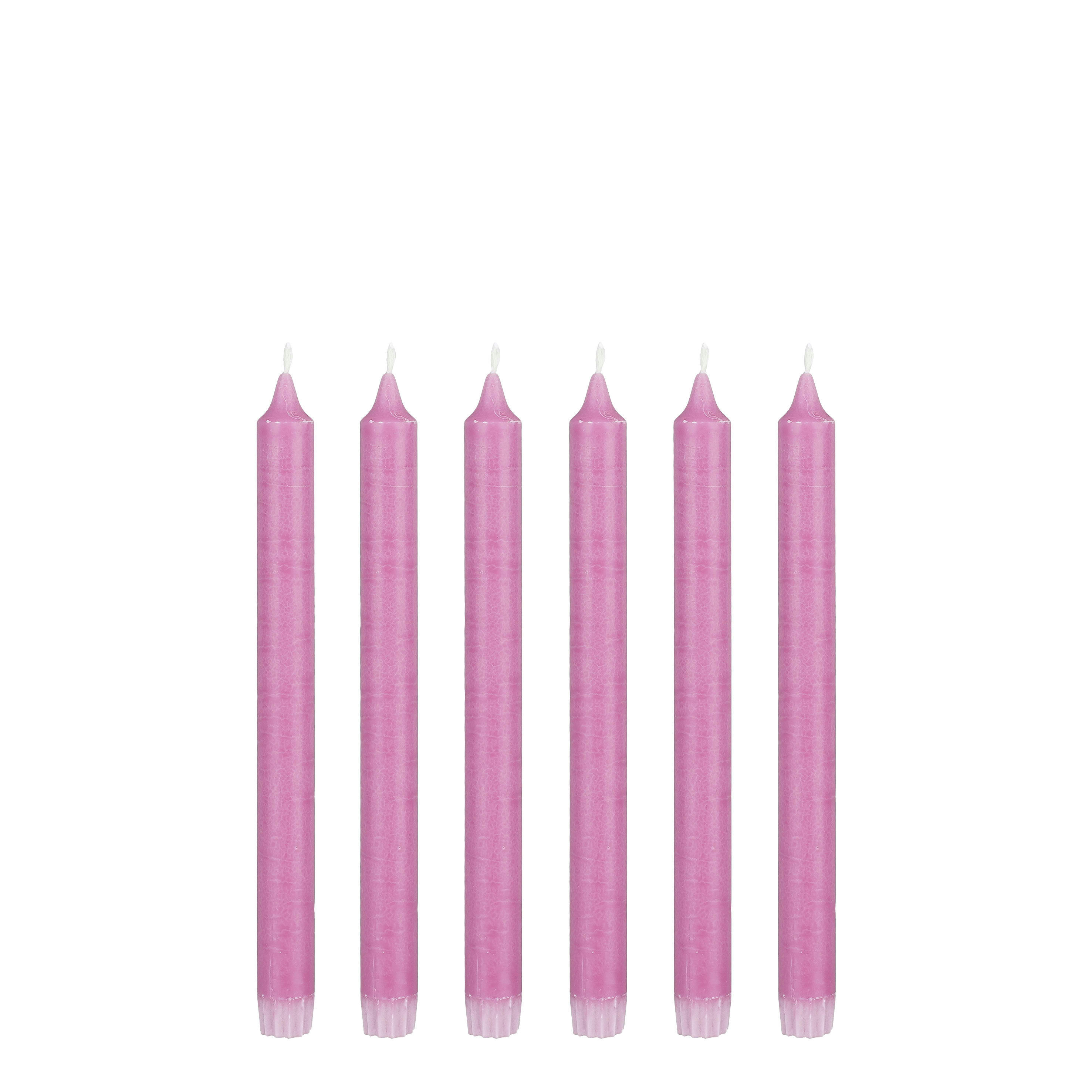 - Lot de 6 bougies longue en stéarine rose