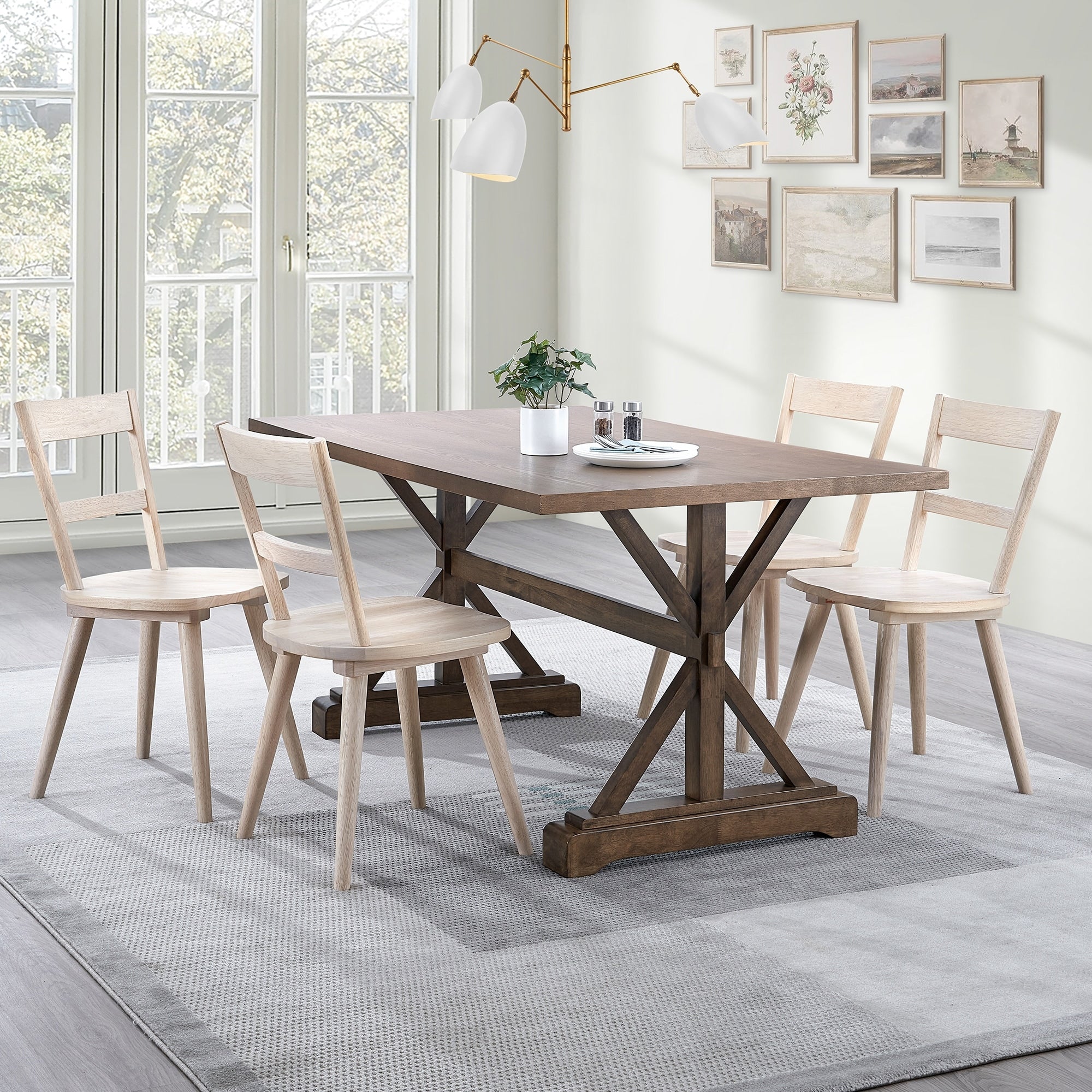 Wire Brushed 17.5 Wide Ladder Back Dining Chairs