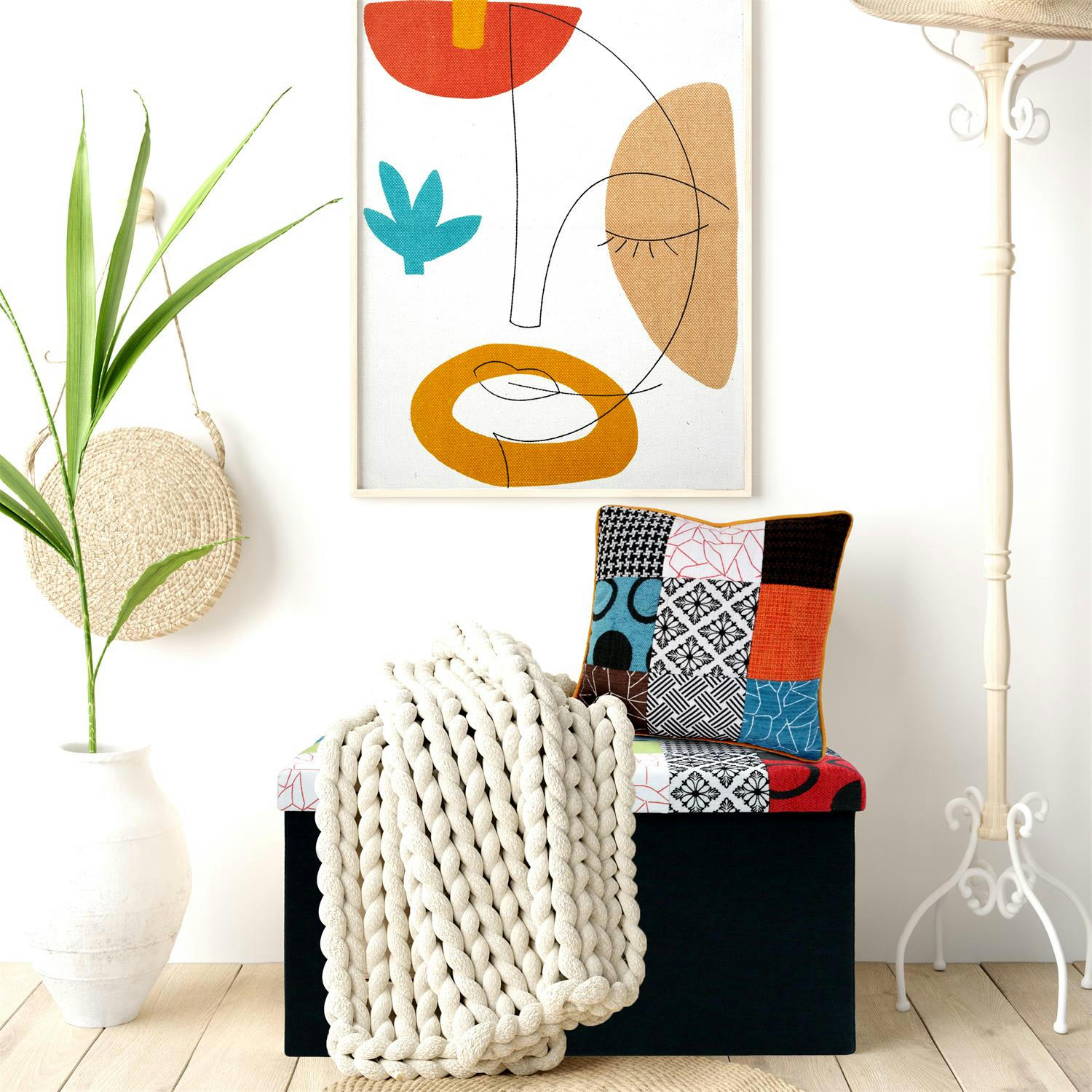 - Coussin patchwork en tissu déhoussable 40x40 cm (lot de 2)