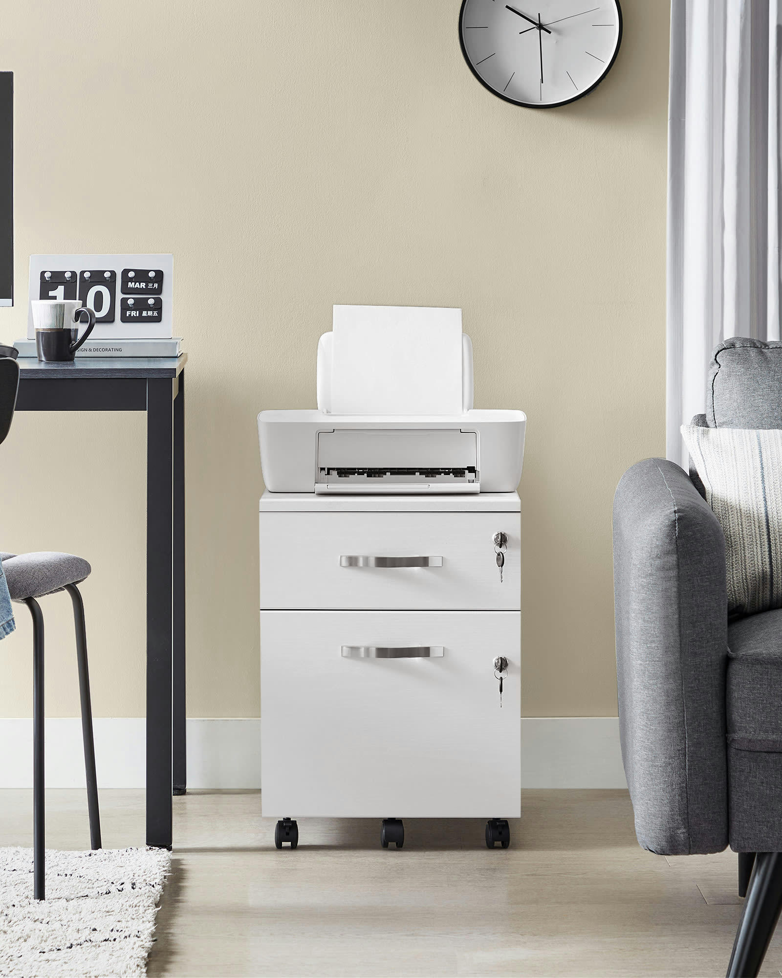 - Caisson bureau effet bois pvc blanc