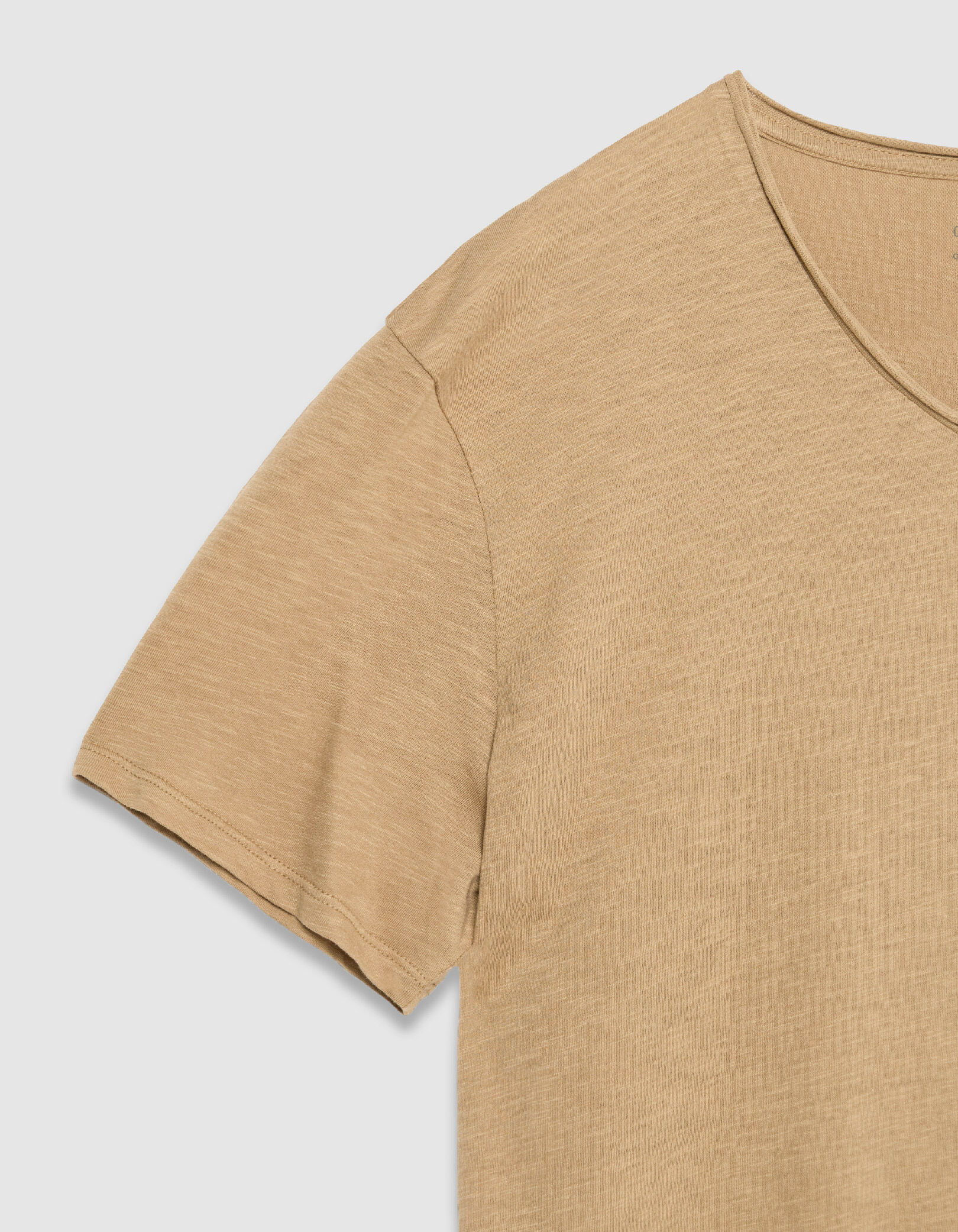 T-shirt encolure V parme coton bio flammé Homme