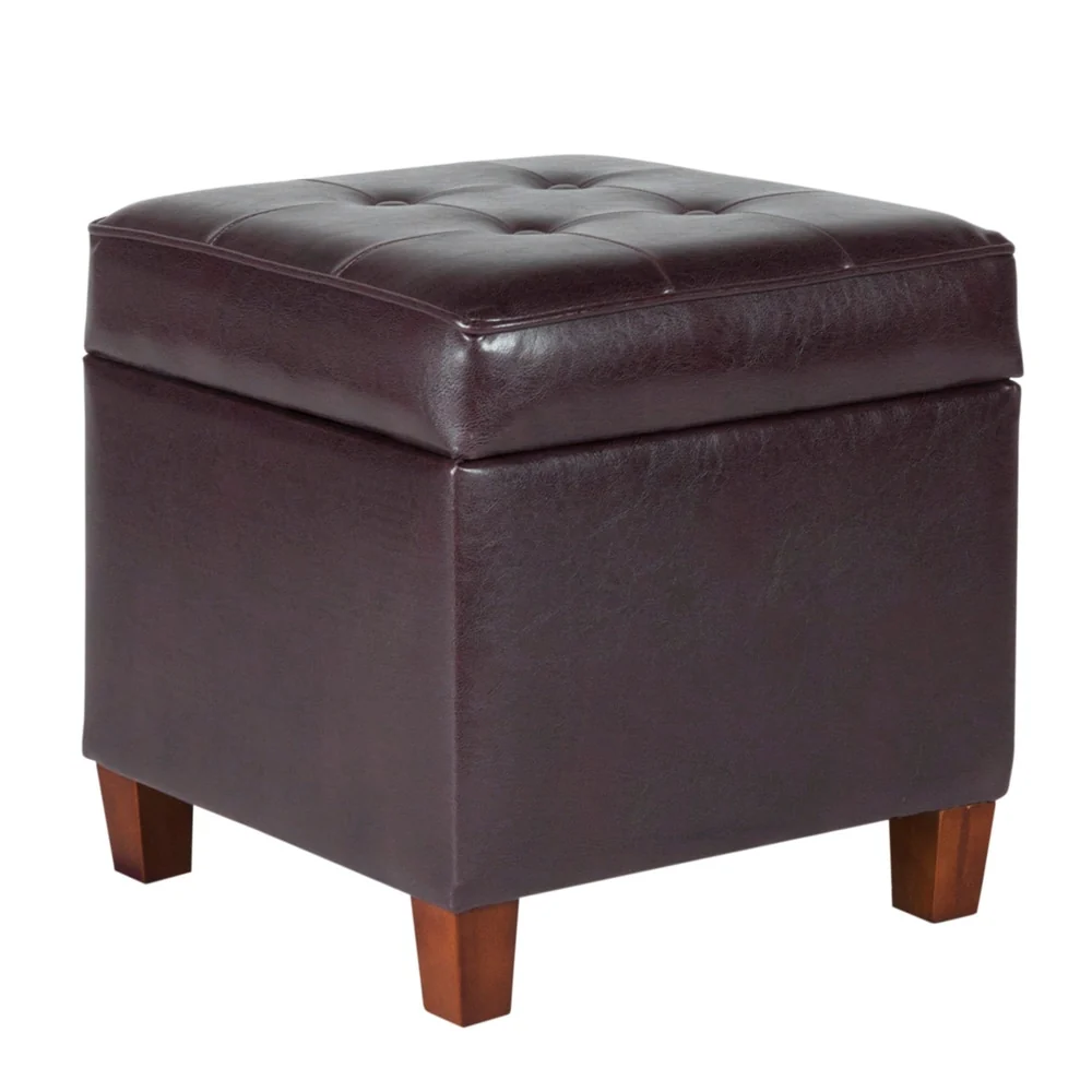 Porch & Den Bittern Square Tufted Faux Leather Storage Ottoman