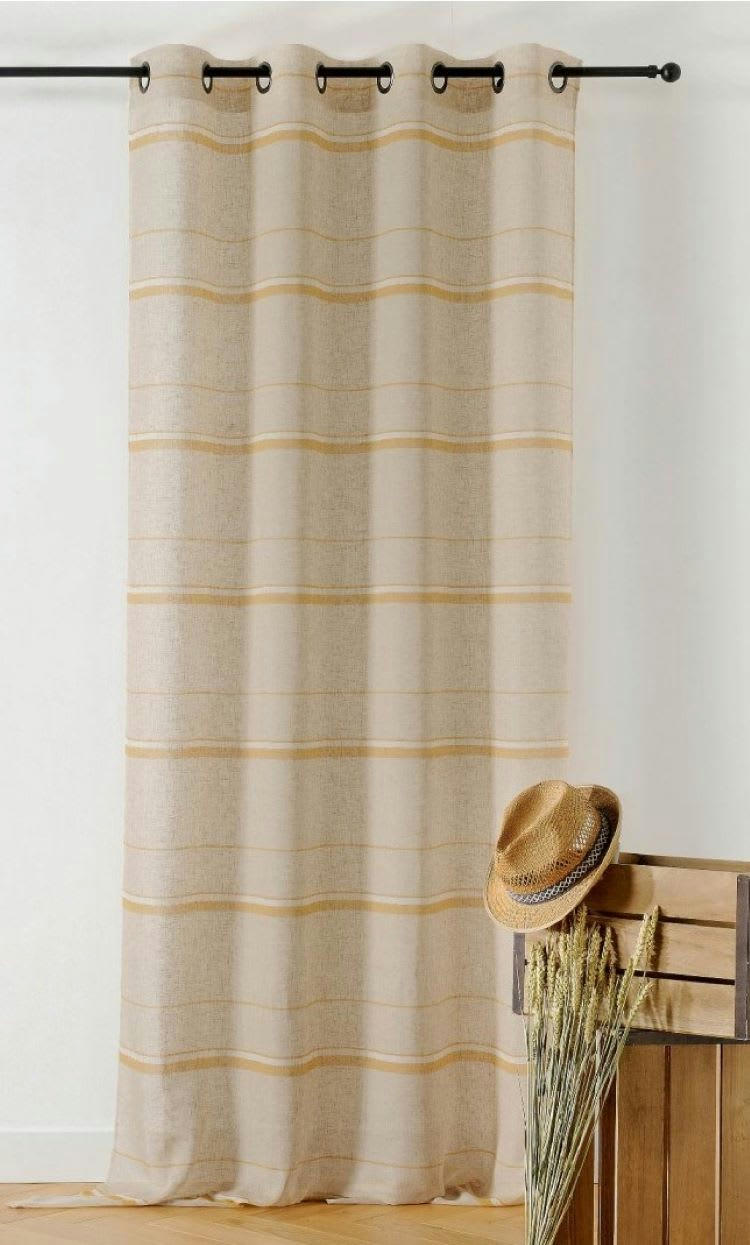 MARIUS - Rideau à rayures naturel moutarde 140x245 cm