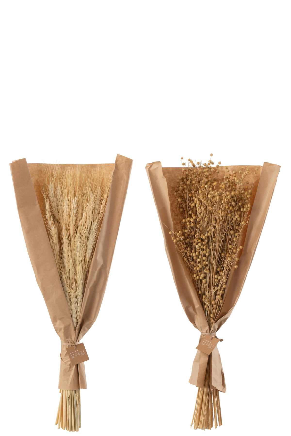 J-Line droogbloemen - Bundel gedroogde Vlas   Tarwe grass - naturel - 2 stuks