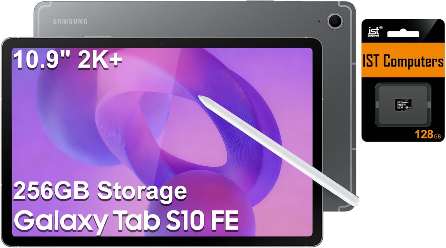 Samsung Galaxy Tab S10 FE Android Tablet (10.9 2K+ Touchscreen  8-Core  8GB RAM  256GB Storage (128GB+128GB SD Card))  S Pen  Long Battery Life  Dual Cameras  Lightweight  SM-X520  NA Version  Gray