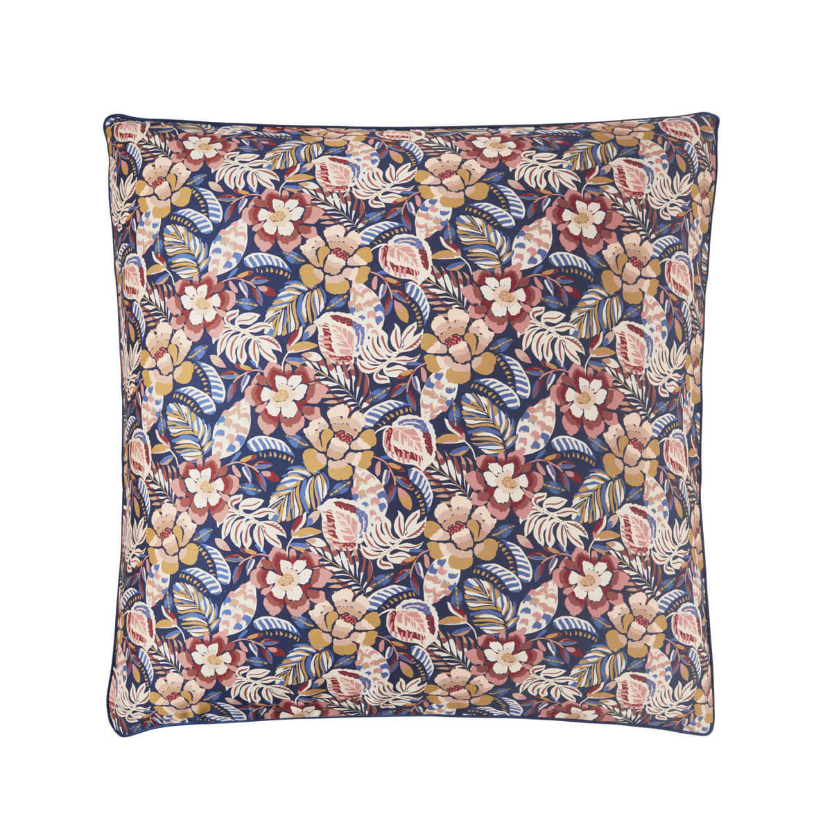 FOLK FLOWERS - Taie d'oreiller en satin de coton multicolore 65x65