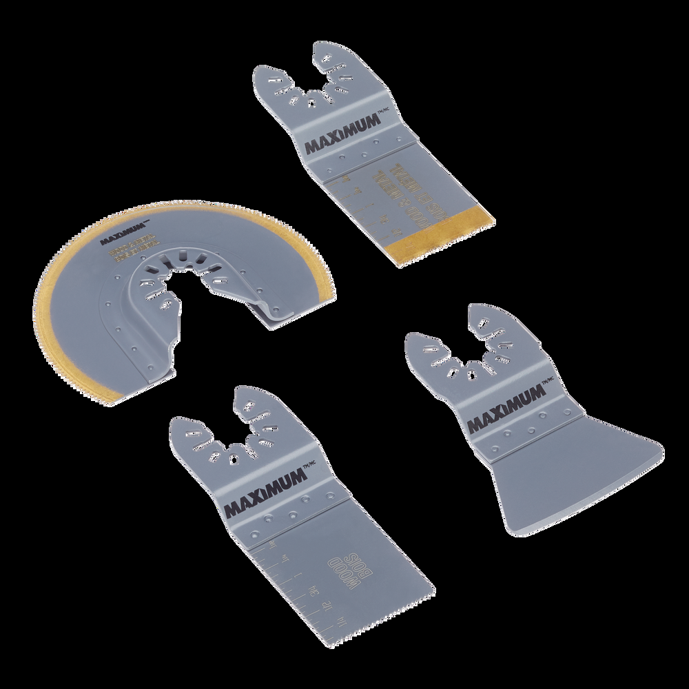 MAXIMUM Oscillating Multi-Tool Floor Fitting Set with Wood/Drywall/Metal Blades & Scraper, 4-pc